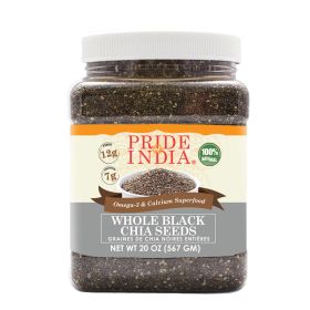 Whole Black Chia Seeds - 24 Ounce / 680 Grams Jar (48+ Servings) - Proudly Made in America - Healthy Nourishing Essentials by Green Heights 24 oz